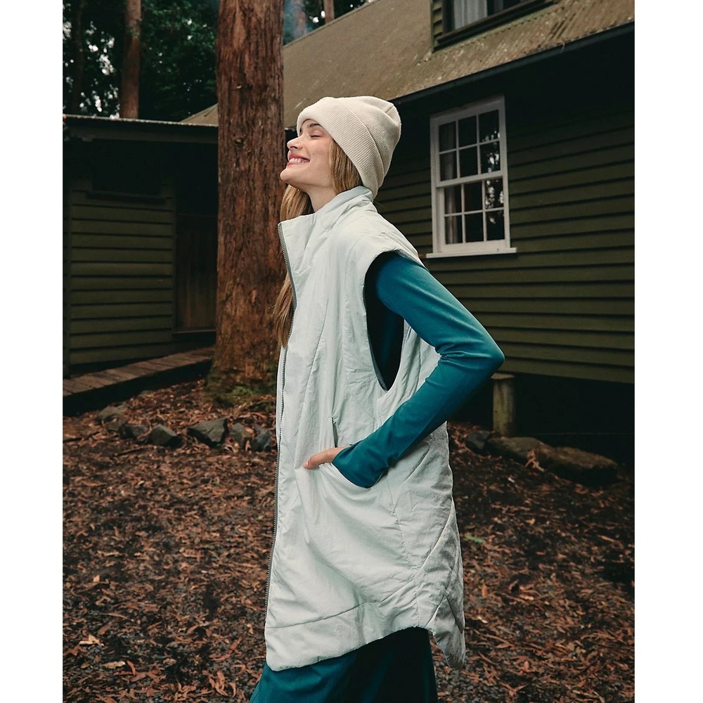 NEW FP Movement Rise Reversible Vest Mint Grey PrimaLoft Oversized Women M
